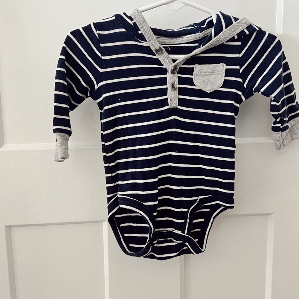 Carter's Navy Striped Bodysuit Soft Knit One Piece